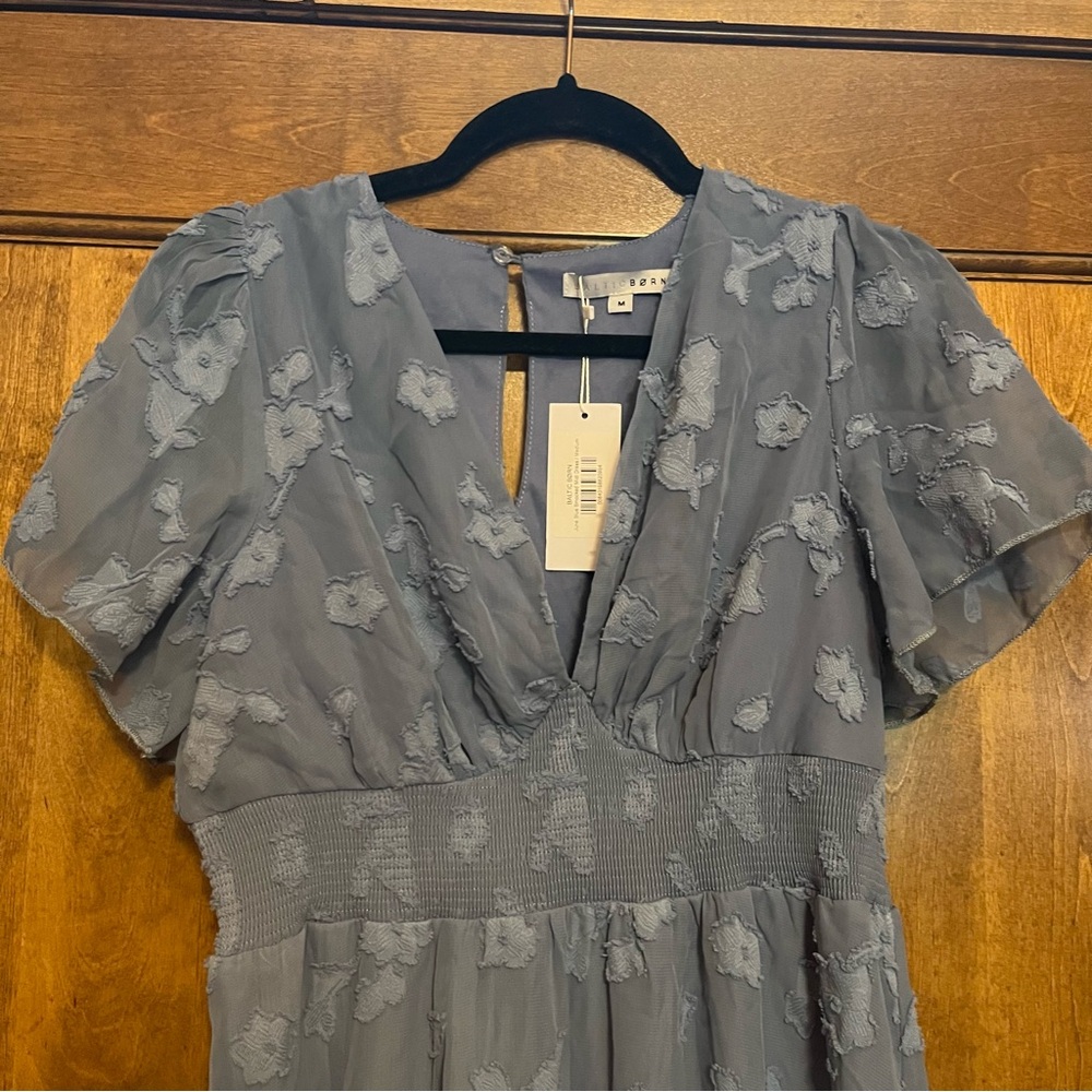 Baltic Born June Smocked Midi Dress Blue Medium New! - Picture 5 of 8